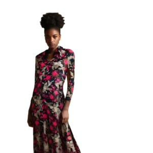 Vintage 60's Purple  &‎ Pink Floral Long Sleeve Dress Small